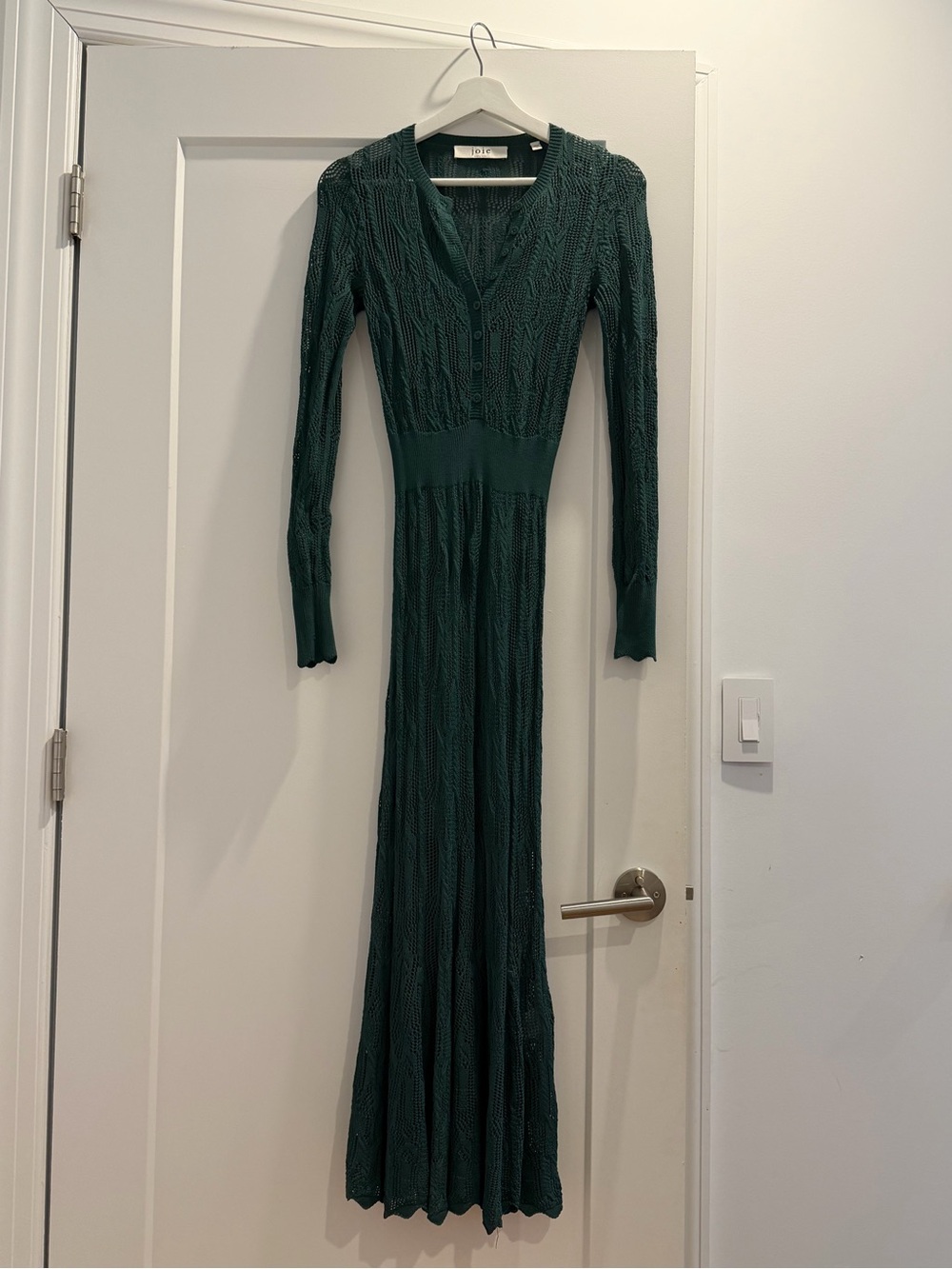 Joie Emerald Green Long-Sleeve Ribbed Maxi Dress